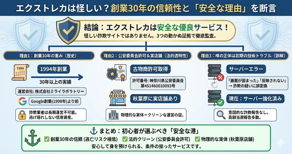エクストレカは怪しい?信頼性と安全な理由の図解