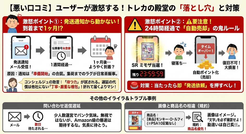 【悪い口コミ】ユーザーが激怒する「発送遅延」と「24時間ルール」