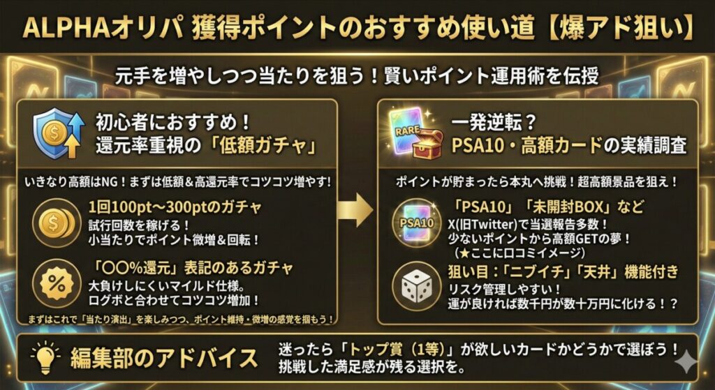 獲得したポイントのおすすめの使い道【爆アド狙い】をわかりやすく図解