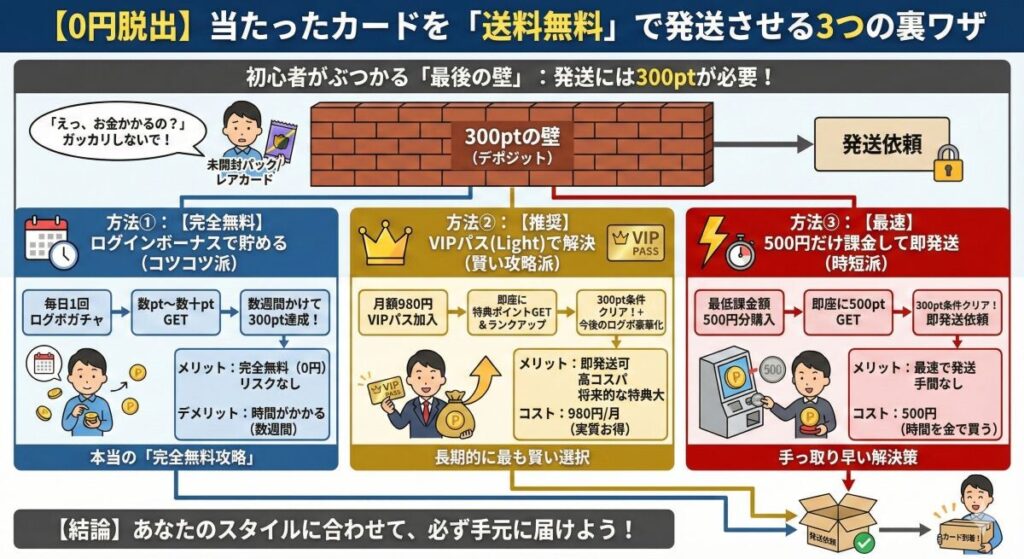 【0円脱出】当たったカードを「送料無料」で発送させる裏ワザ