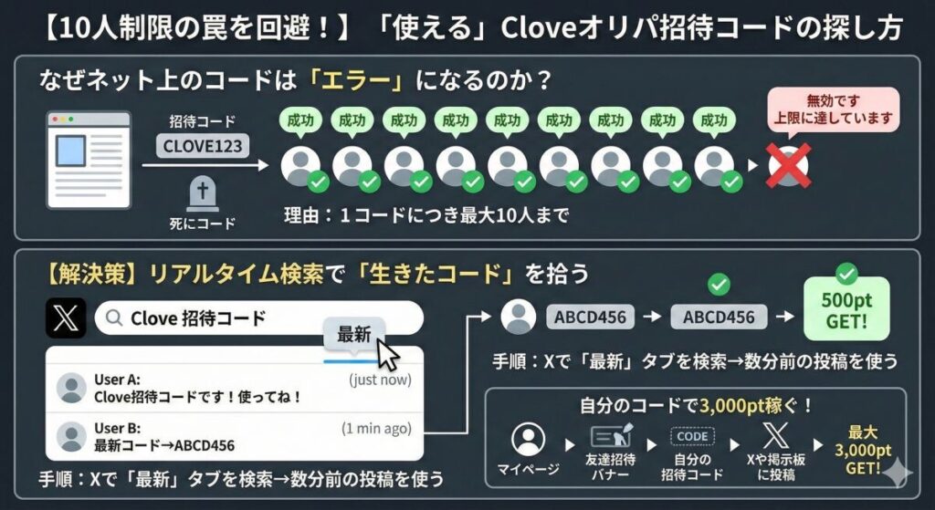 10人制限の罠を回避！「使える」Cloveオリパ招待コードの探し方