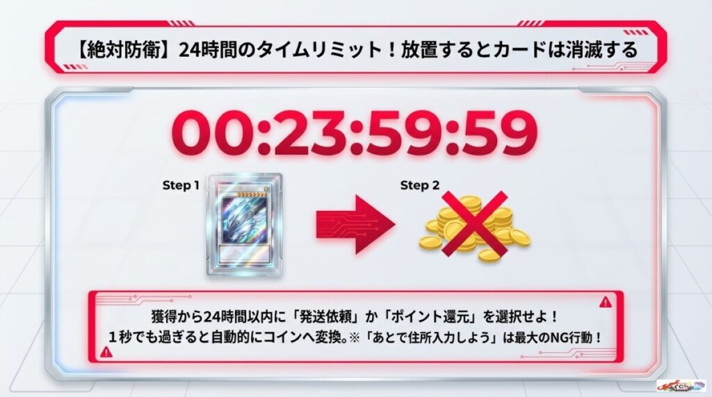 【最重要】獲得から「24時間」を過ぎるとカードが消滅する？