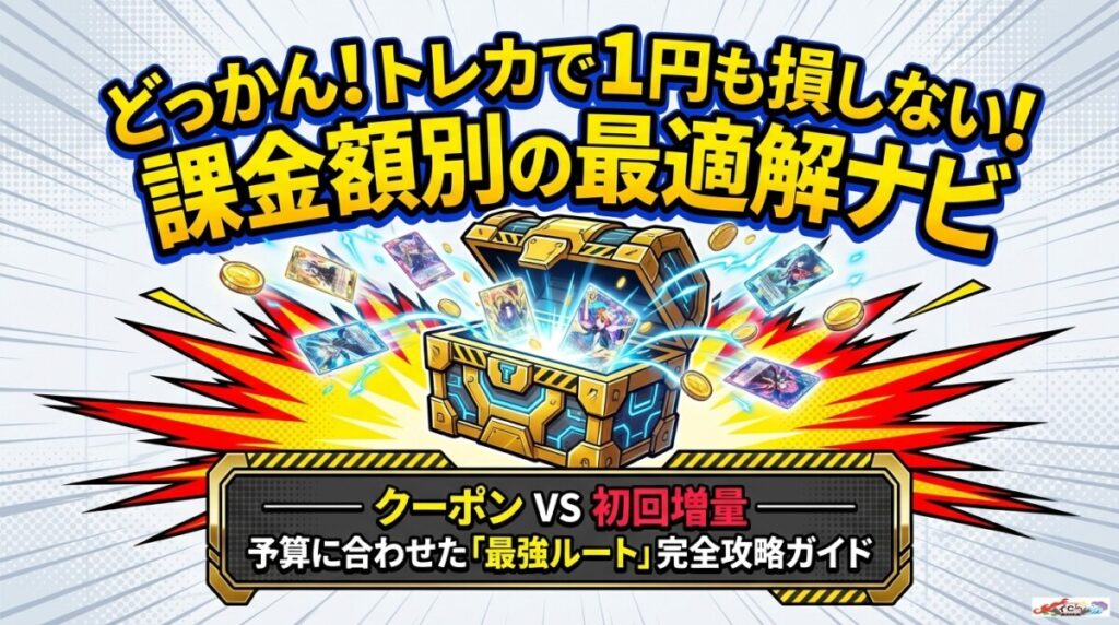 どっかん！トレカをクーポンなしで課金は損！1円も損しない課金額別の正解