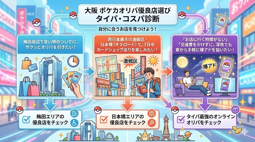 大阪のポケカオリパ優良店・全体比較表