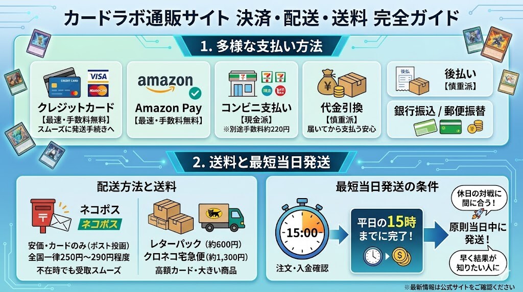 カードラボの通販の支払い方法と送料・発送の仕組み
