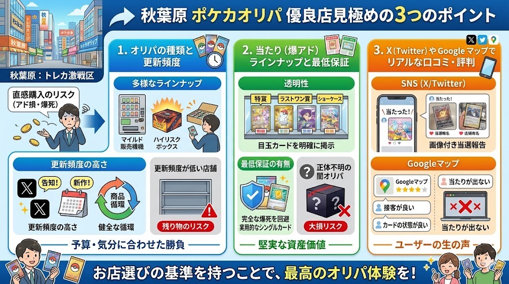 ★【失敗しない】秋葉原で爆死を回避する優良なオリパ店舗の選び方