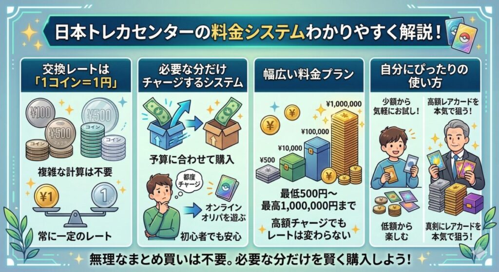 日本トレカセンター　料金システム　図解イラスト