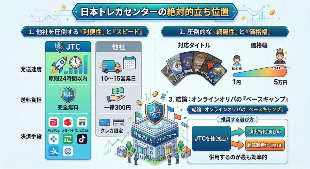 日本トレカセンターの絶対的立ち位置　図解イラスト