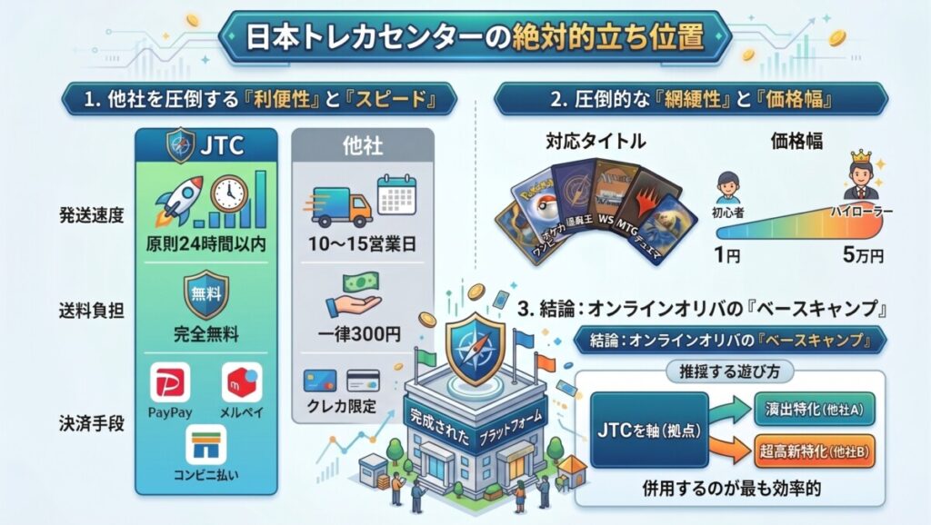 日本トレカセンターの絶対的立ち位置 図解イラスト