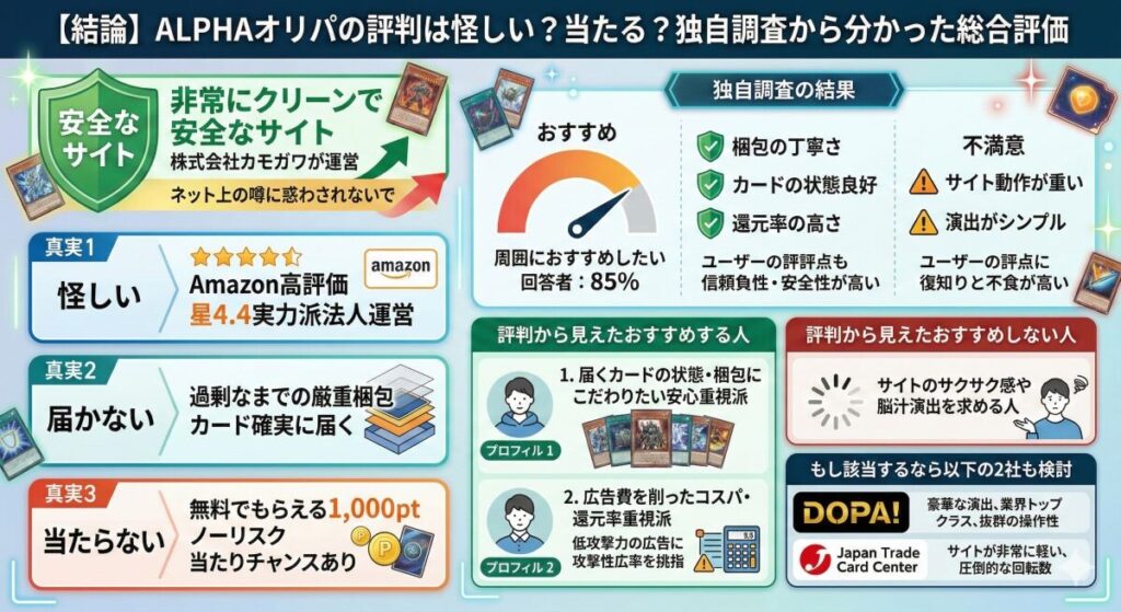 【結論】ALPHAオリパの評判は怪しい？当たる？独自調査から分かった総合評価