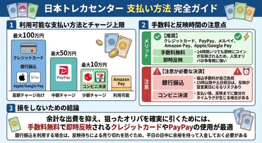 日本トレカセンター　支払い方法　図解イラスト