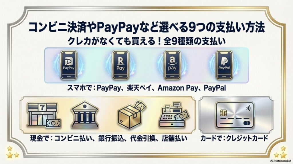 ドラゴンスターの通販は支払い方法が全9種類と豊富！クレカなしでも安心