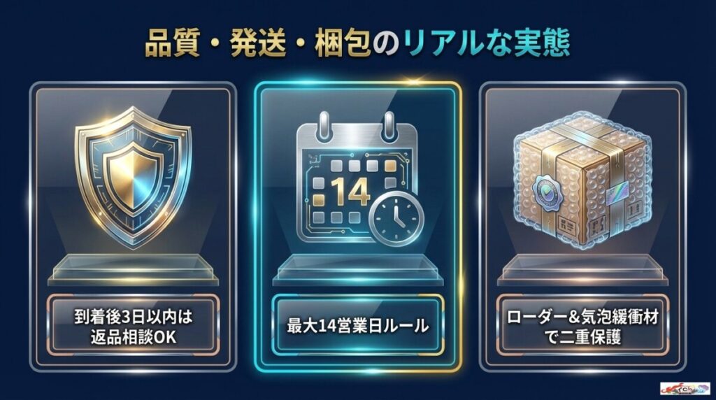 カード品質・状態(傷や白かけ)の評判と【到着後3日以内の返品ルール】