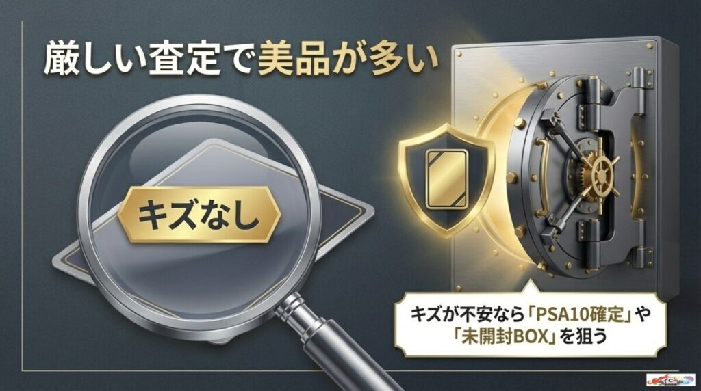 厳しい査定基準をクリアしたPSA10や美品が届くと高評価