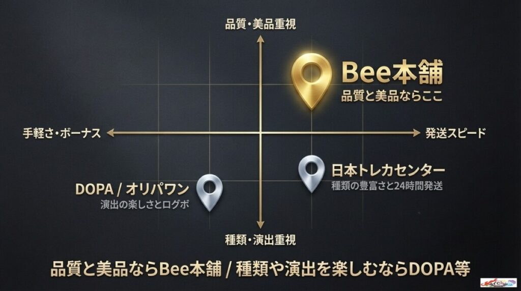 Bee本舗オリパと他社の大手オンラインオリパ（DOPA等）を徹底比較