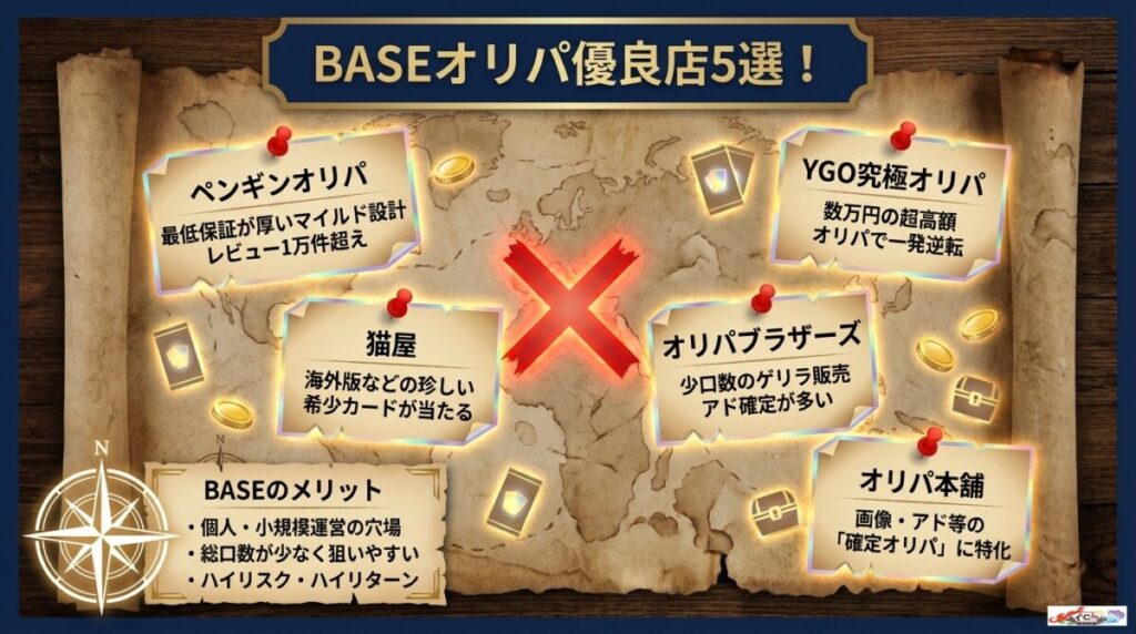 ワンピースカード BASEオリパ優良店5選！個人運営の穴場でハイリスク・ハイリターンな爆アドを狙う