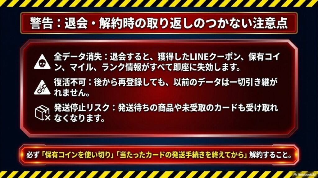 日本トレカセンターを退会・解約するとLINEクーポンやポイントはどうなる？