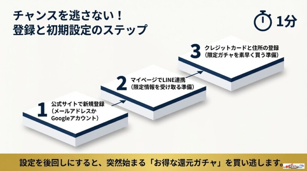 【追加】スパークオリパの無料会員登録・始め方の手順(LINE連携でキャンペーン準備)