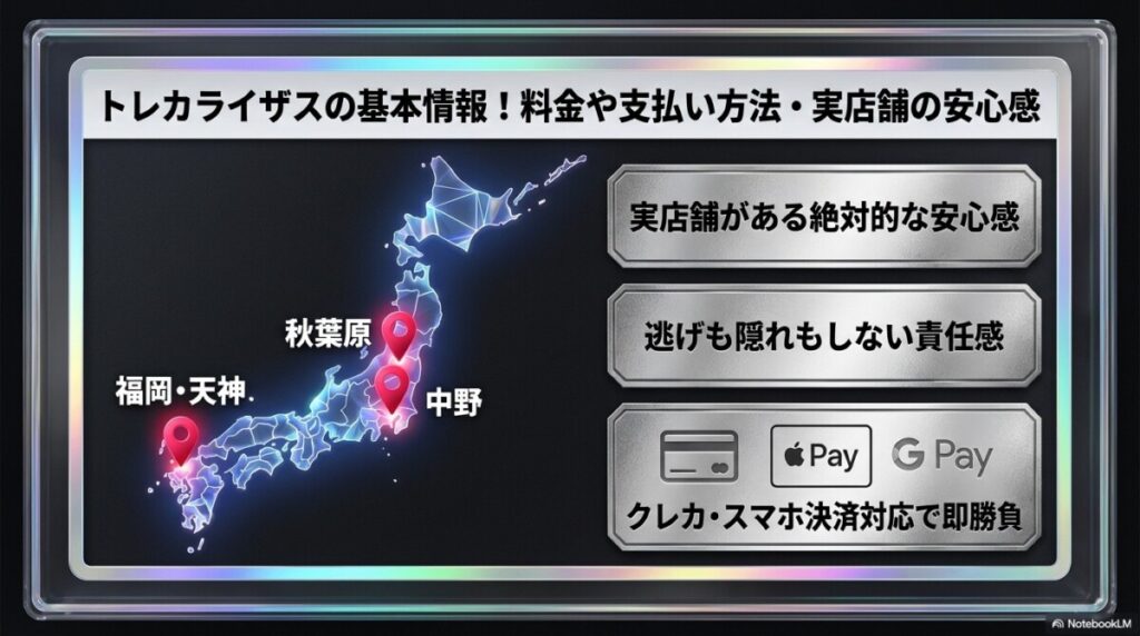 トレカライザスの基本情報！料金や支払い方法・実店舗の安心感