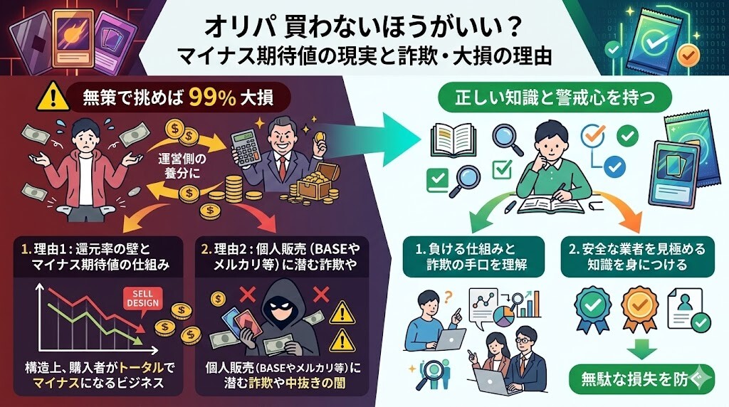 オリパ 買わないほうがいい？マイナス期待値の現実と詐欺・大損の理由