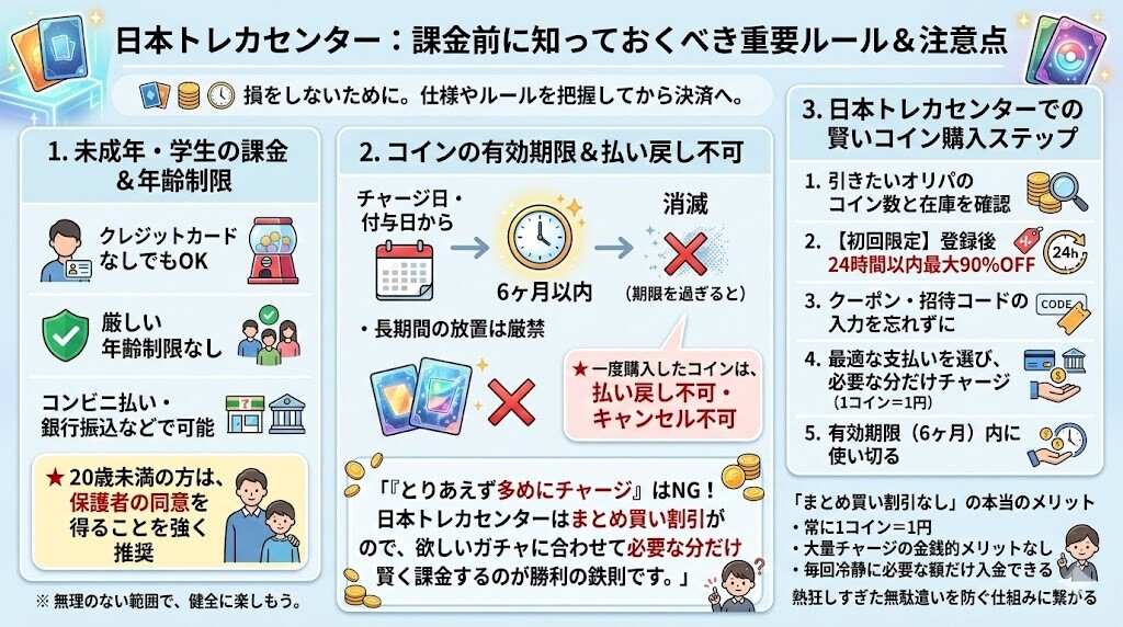日本トレカセンターの支払い・課金に関する注意点と知っておくべきポイント