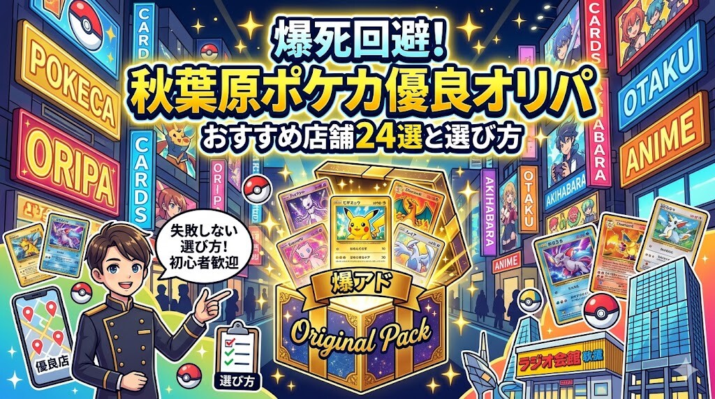 爆死回避！秋葉原ポケカ優良オリパおすすめ店舗24選と選び方