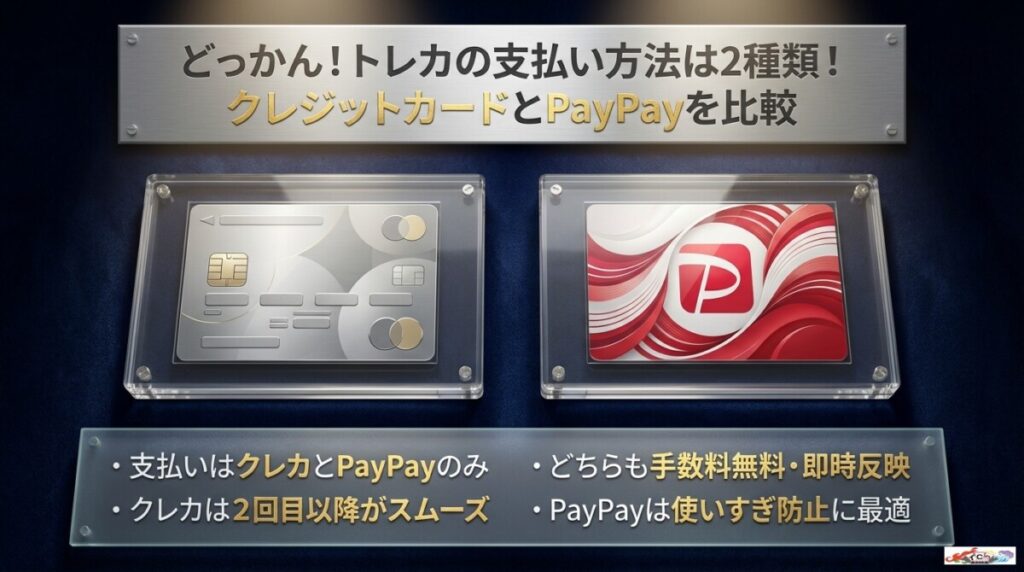 どっかん!トレカの支払い方法は2種類!クレジットカードとPayPayを比較
