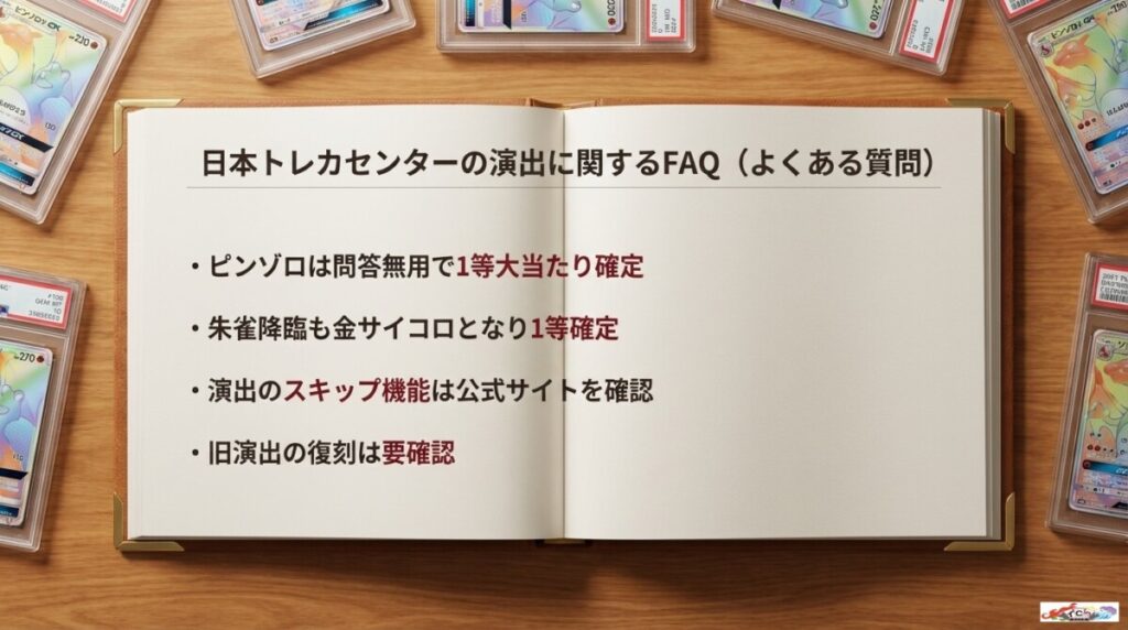 日本トレカセンターの演出に関するFAQ（よくある質問）