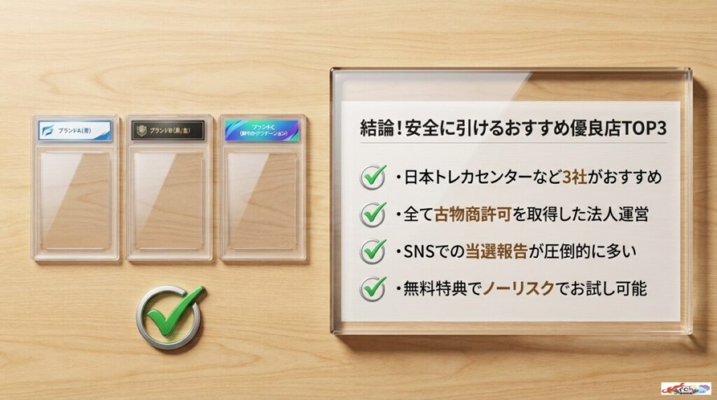 結論！安全に引けるおすすめ優良店TOP3と「オリパ買うならどこ」の答え