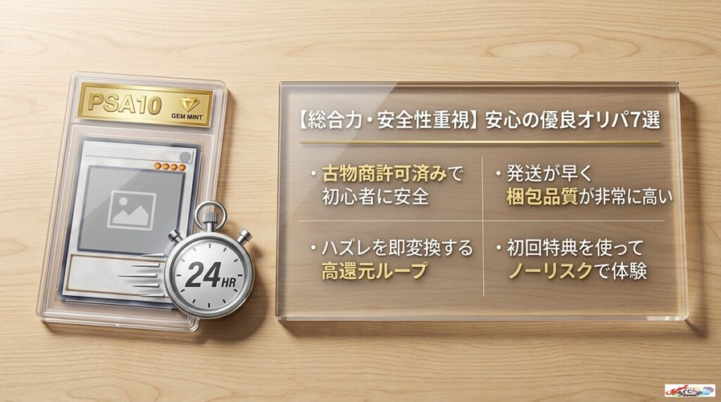 【総合力・安全性重視】PSA10確定や発送が早い安心の優良オリパ7選