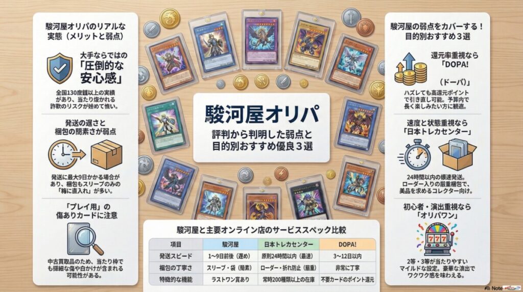 駿河屋 オリパ 評判から判明した弱点と目的別おすすめ優良3選のアイキャッチ