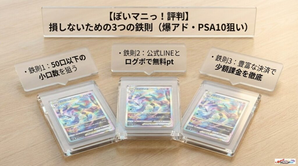 【ぽいマニっ! 評判】損しないための3つの鉄則（爆アド・PSA10狙い）