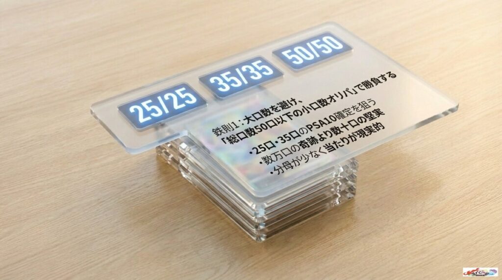 鉄則1：大口数を避け、「総口数50口以下の小口数オリパ」で勝負する