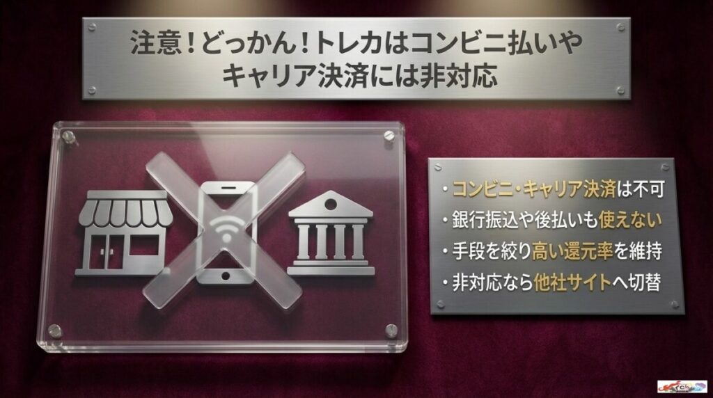 注意!どっかん!トレカはコンビニ払いやキャリア決済には非対応