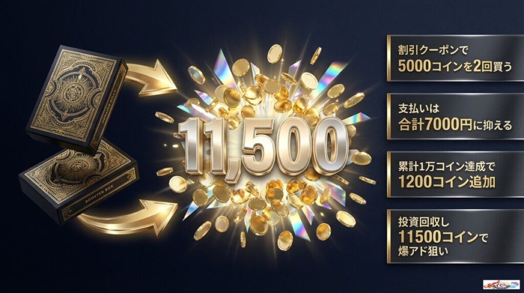 まとめ買いルート：累計1万コインで1,200コインを獲得する最強手順