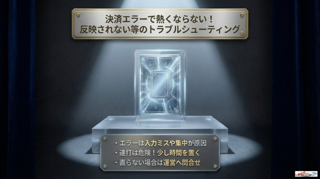 決済エラーで熱くならない!反映されない等のトラブルシューティング
