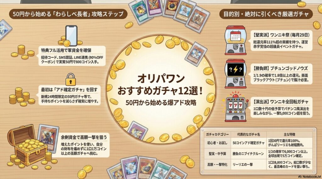 オリパワン おすすめガチャ12選！50円から始める爆アド攻略