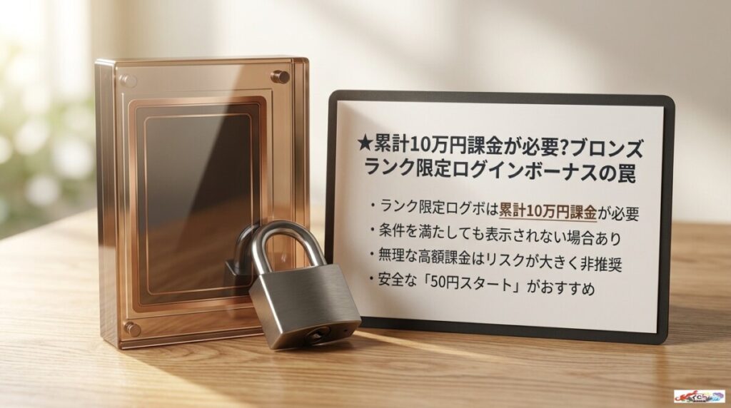 累計10万円課金が必要？ブロンズランク限定ログインボーナスの罠