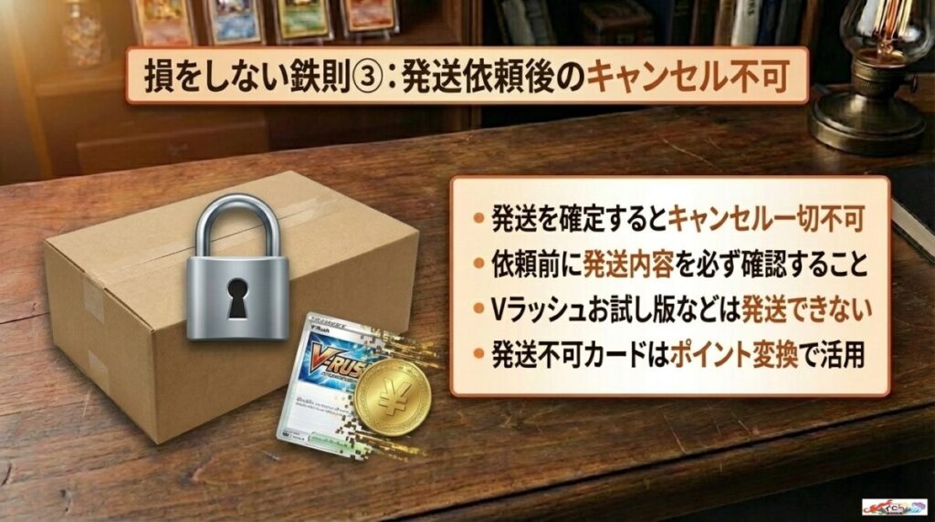 損をしない鉄則③：発送依頼後のキャンセル不可とVラッシュお試し版の注意