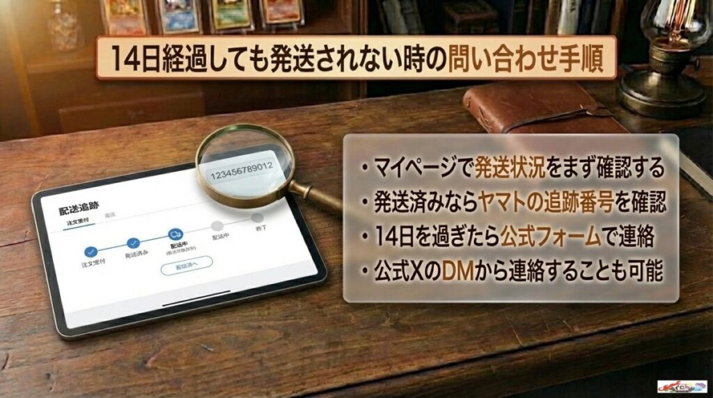 14日経過しても発送されない時のステータス確認と問い合わせ手順
