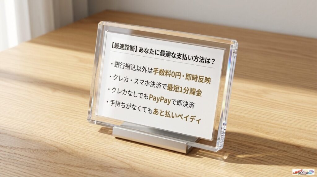 【1秒で決まる】あなたに最適なエクストレカ 支払い方法最速診断!手数料0円はどれ?