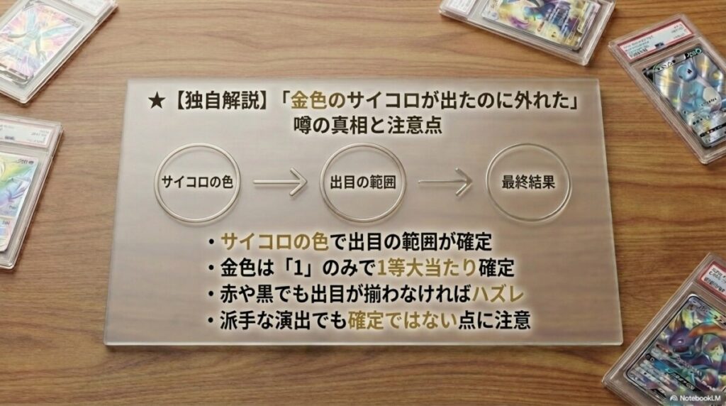【独自解説】「金色のサイコロが出たのに外れた」噂の真相と注意点