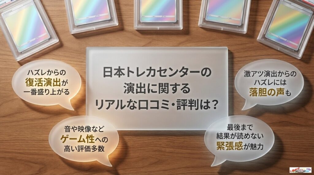 日本トレカセンターの演出に関するリアルな口コミ・評判は？