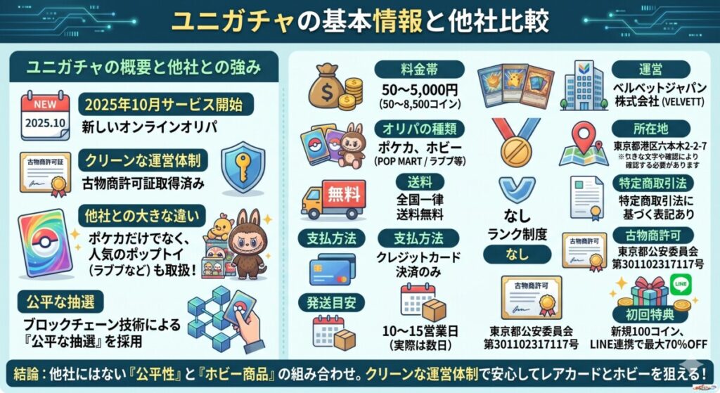ユニガチャの基本情報と他社比較図解
