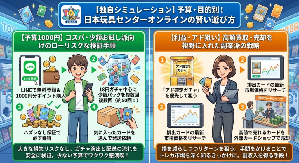 【独自シミュレーション】予算・目的別!日本玩具センターオンラインの賢い遊び方図解
