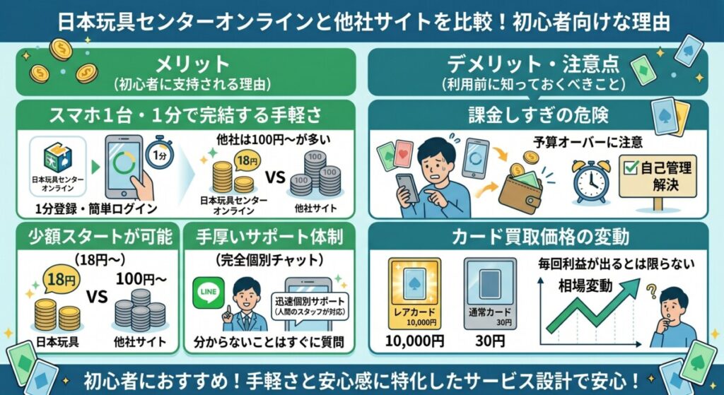 日本玩具センターオンラインと他社サイトを比較!初心者向けな理由図解