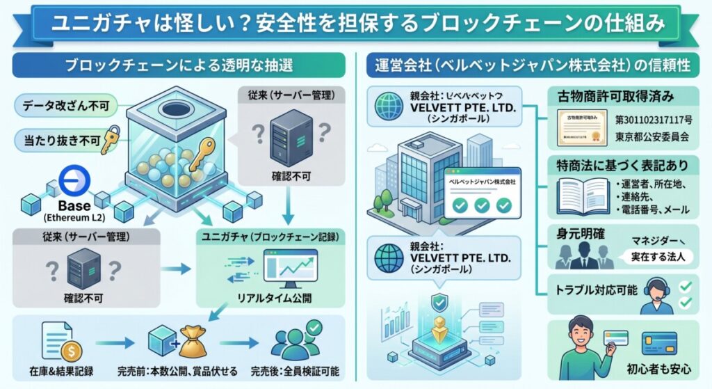 ユニガチャは怪しい?安全性を担保するブロックチェーンの仕組み図解
