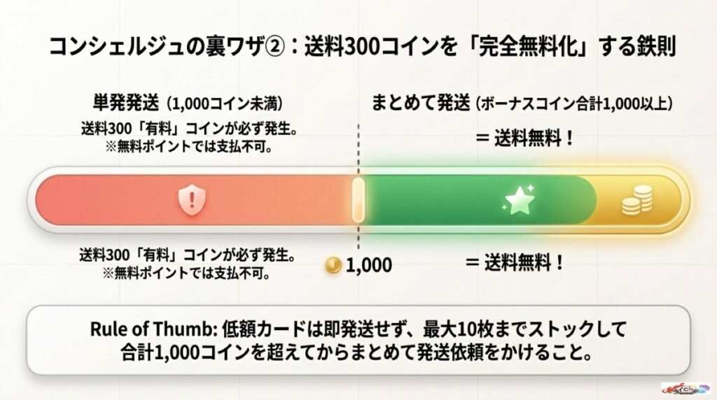 オリくじの送料300コインは支払い不要?1,000ボーナスコイン以上で無料にするテクニック