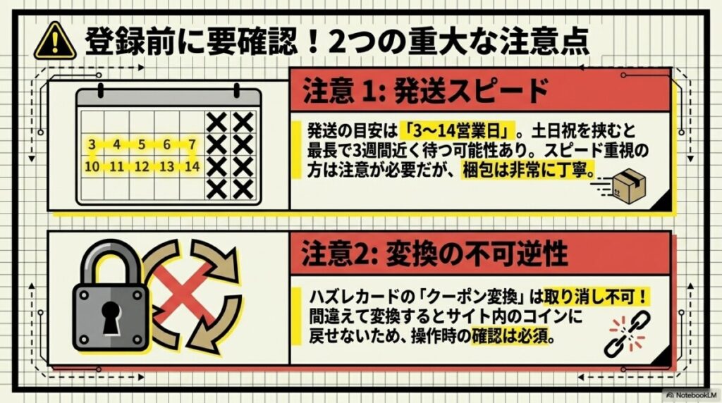 登録前に要確認!オリパの虎のデメリット・注意点(クレカ限定・発送の遅さ等)