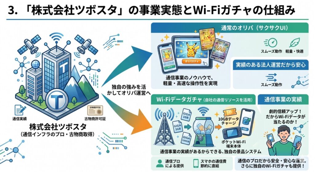 どこでもオリパ 評判 運営会社の実態とWi-Fiガチャの仕組み図解